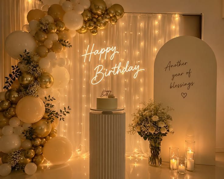 Gold and White Birthday